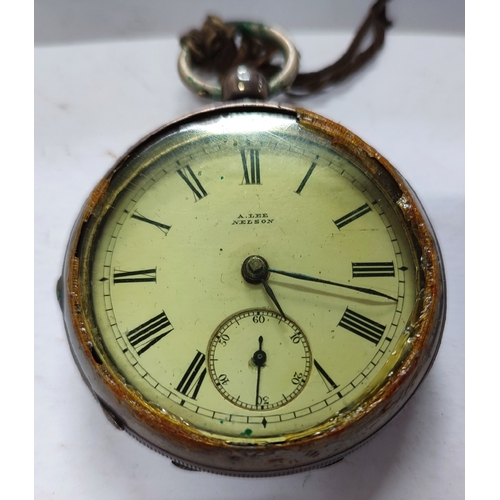 168 - A. Lee Nelson, hallmarked silver pocketwatch, Birmingham C.1901, with key and in leather case, worki... 