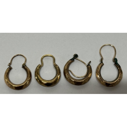 19 - 2 x 2 pairs of 9ct gold earings