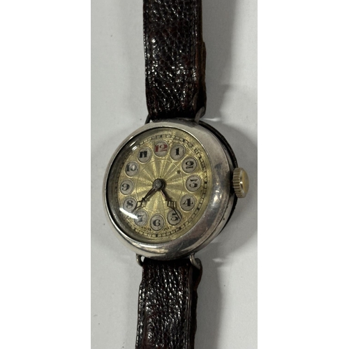 108 - Silver swiss made 925 watch with leather strap