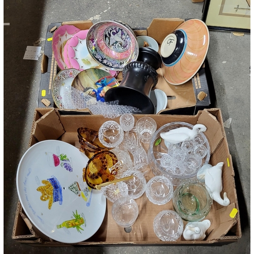 162 - Two boxes of various ceramics and glass (Qty)