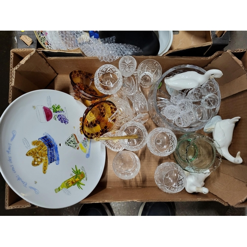 162 - Two boxes of various ceramics and glass (Qty)