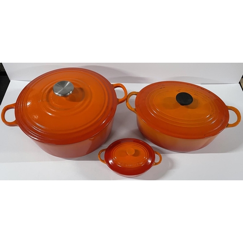 179 - Set of 3 orange Le Creuset