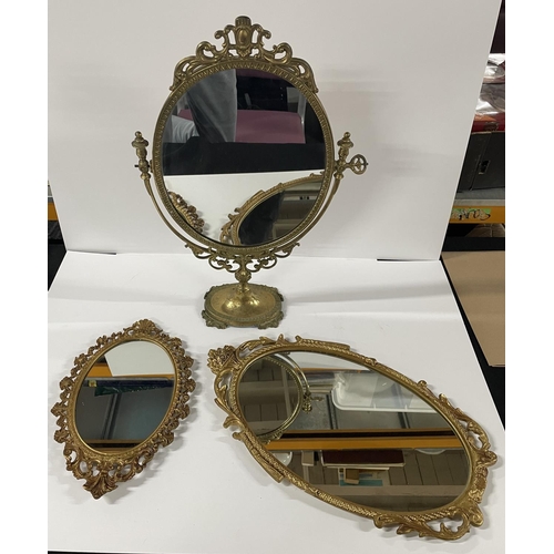 186 - Three brass mirrors