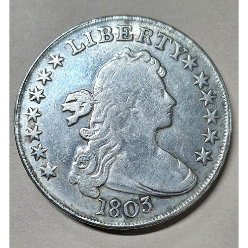 229 - RARE 1803 U S A Draped bust silver dollar - small 3 variety,

26.9 grams         39mm diameter