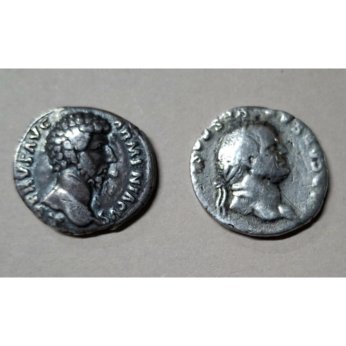 231 - Silver Denarius coin depicting Caesar Vespasian (69-79AD) one side & a winged caduceus the other tog... 