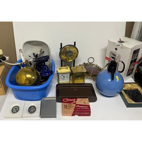 252 - Collection of various items including weighing scales, mantle clocks, coffee maker etc (Qty)