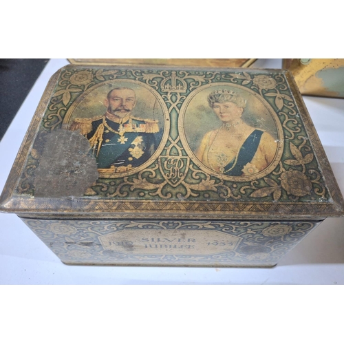 263 - Good collection of old tins including a King George V 1935 silver jubilee tin together with a collec... 