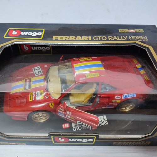 273 - Burago Ferrari GTO rally C. 1986 metal 1/18 scale boxed model car