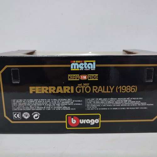 273 - Burago Ferrari GTO rally C. 1986 metal 1/18 scale boxed model car