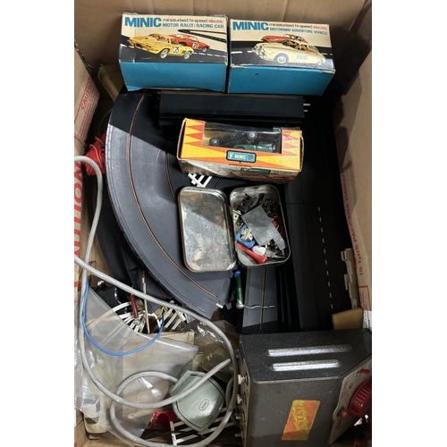 288 - Collection of car tracking with 3 boxed Minic (Tri-ang) Including Rally Jaguar and Mercedes benz 300... 