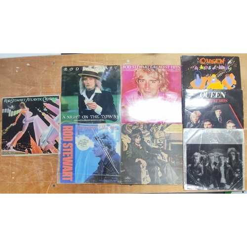 341 - Three Queen Lp's and five Rod Stewart LP's (8)