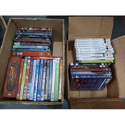 327 - Two boxes of DVD films and British TV boxsets etc (Qty)