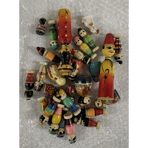 131 - Collection of small carved wooden hand-painted figurines (Qty)