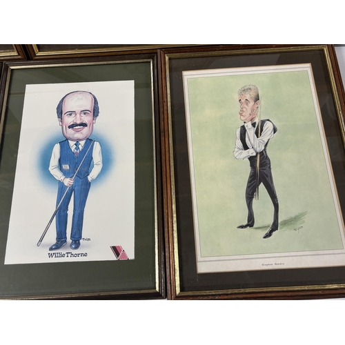 370 - 6 Snooker pcitures including Jimmy White and Alex higgins signed by Ireland