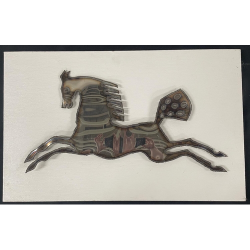 374 - Swedish metal horse on canvas