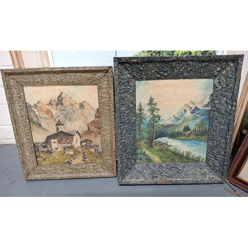 243 - Two 1947 Alpine scene oil on boards, both in original frames and both signed KIPNIK