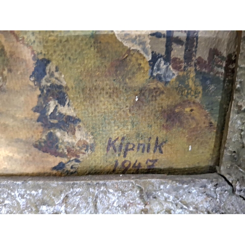 243 - Two 1947 Alpine scene oil on boards, both in original frames and both signed KIPNIK