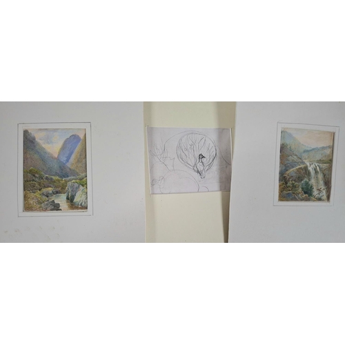 311 - Alfred WOOLNOTH (fl 1872-1899) two small unframed landscape watercolours together with a pencil draw... 