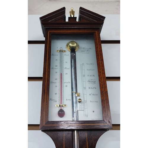 391 - A. Comitti and son London slender  barometer/thermometer, 98cm long