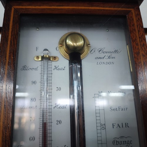 391 - A. Comitti and son London slender  barometer/thermometer, 98cm long