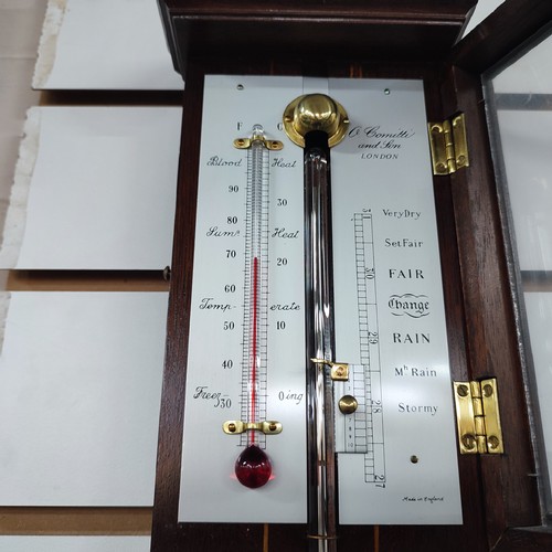 391 - A. Comitti and son London slender  barometer/thermometer, 98cm long