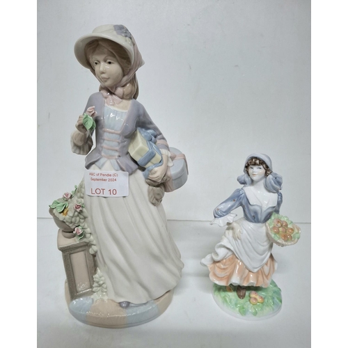 10 - Large Nadal of Spain, porcelain figure of a lady holding a Rose together with Royal Worcester 1986 f... 