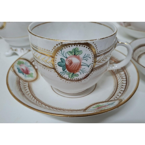 16 - Fine quality, hand-painted Victorian unmarked porcelain tea service to include 4 tea cups and saucer... 