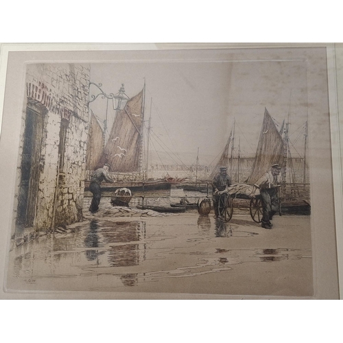 29 - Constance Gertrude COPEMAN
(1864-1953) pencil signed etching of a street scene together with Henry G... 