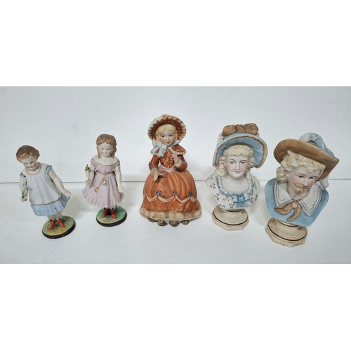 9 - Five late 19thC bisque porcelain figures (5)