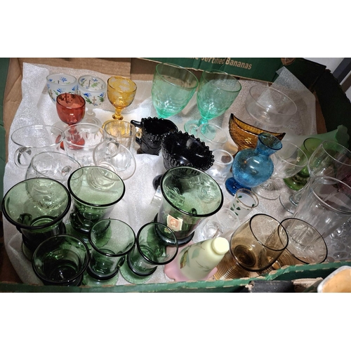 69 - Box full of old and antique glass goblets, tumblers etc (Qty)