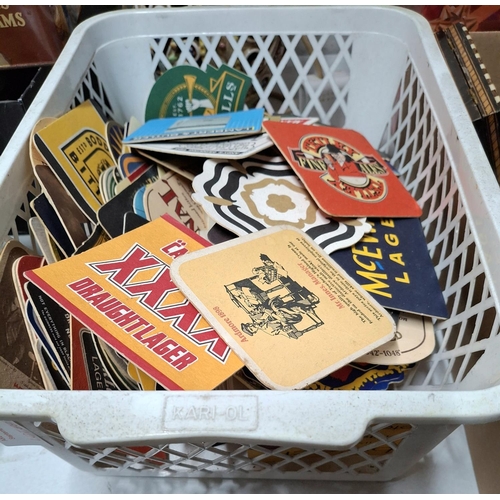 99 - Basket full of vintage beer mats (Qty)