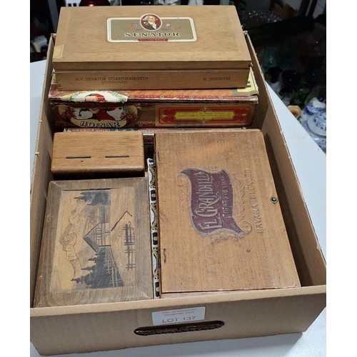 137 - Quantity of empty cigar and other small boxes (Qty)