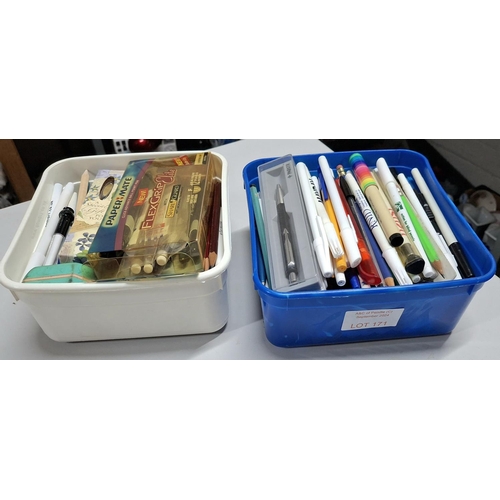 171 - Two tubs, both filled with various pens (Qty)