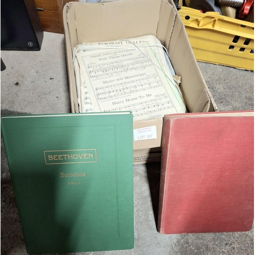 186 - Box containing a large quantity of old and antique sheet music together with a Beethoven sonatas etc... 