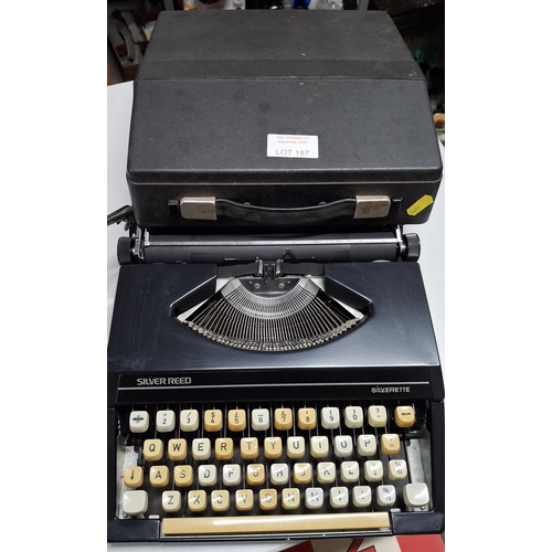 187 - Vintage portable Silver Reed type writer