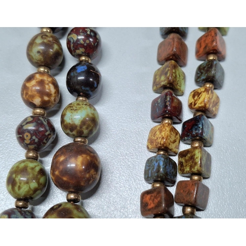 213 - Two, fine quality, ladies polished hardstone double necklaces (2)