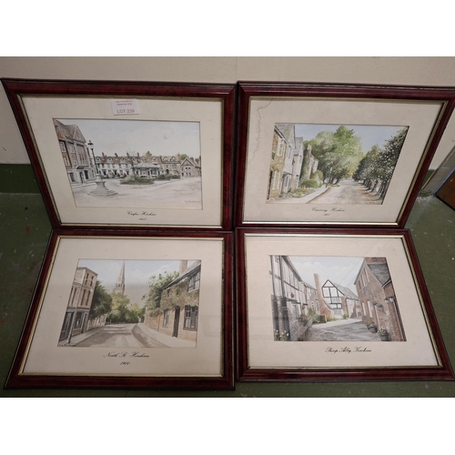 239 - Four Liz Blakeman watercolours depicting scenes round Horsham, all framed (4)