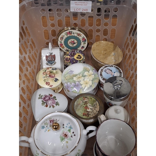 248 - Box of porcelain trinket boxes etc (Qty)

Please note - box not included