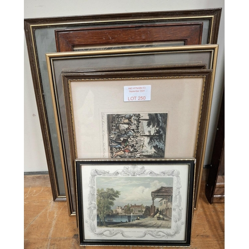 250 - Seven various small, mainly antique prints etc, all framed (&)