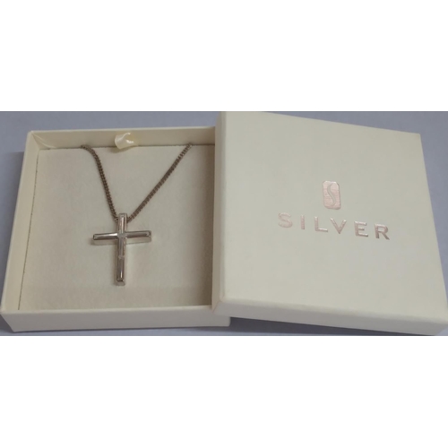 8 - Silver cross and necklace in presentation box