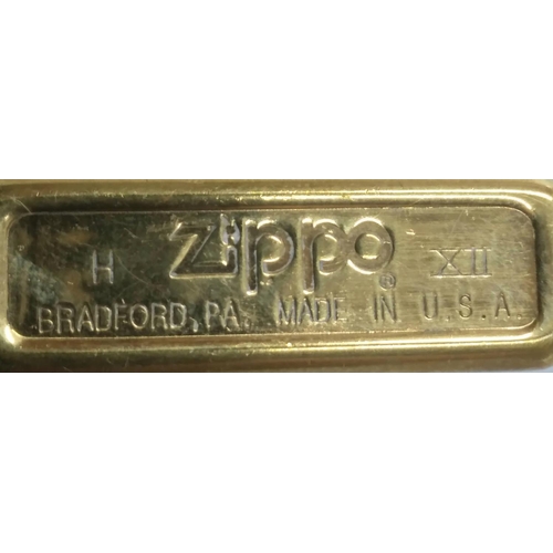 9 - Vintage engraved brass Zippo lighter