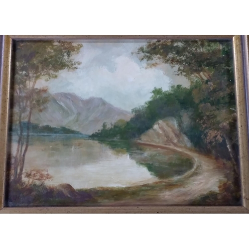 291 - Pair of unsigned Edwardian landscape oils in matching frames (2)