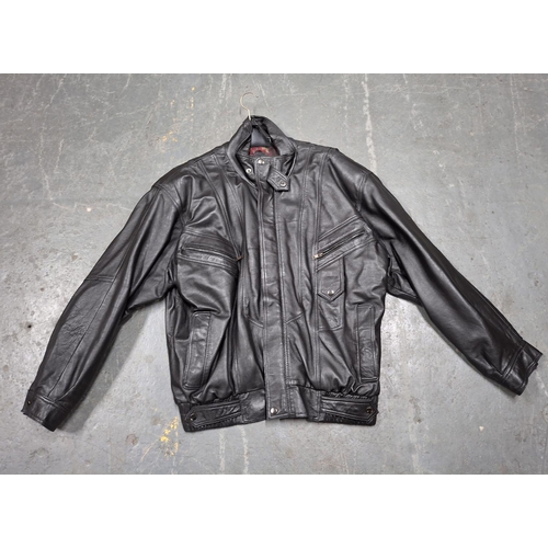 310 - Black leather jacket 

size - large