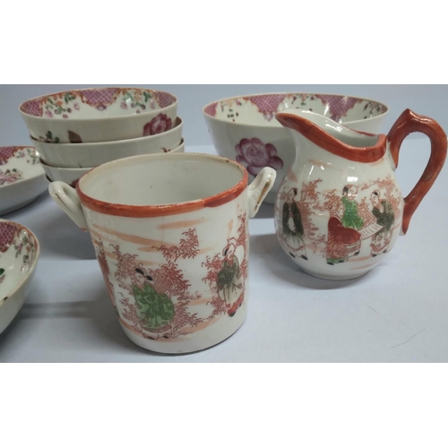 320 - Quantity of fine quality, unmarked, late 18th/early 19thC hand painted Chinese porcelain to include ... 