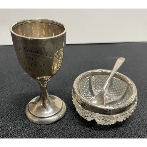 24 - Hallmarked Silver goblet, spoon and rim weighing 30g (3)