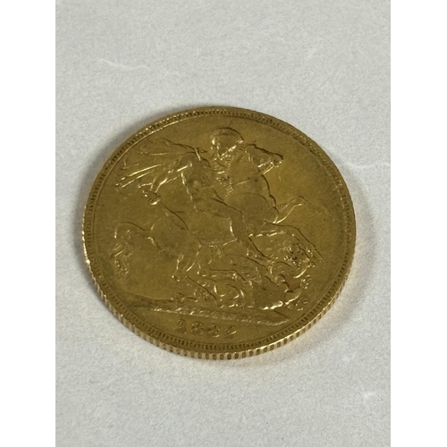 33 - Queen Victoria 1883 Melbourne, bun head gold sovereign,

8 grams