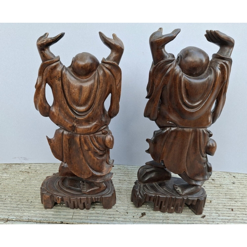 36 - Pair of antique Chinese, carved, hardwood, pair of elders (2),

approx 20-25cm tall