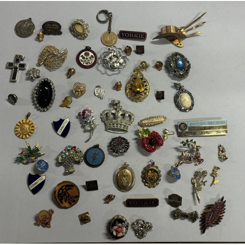 38 - Collection of brooches and pin badges