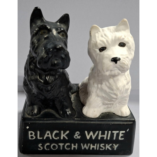 58 - Vintage Black & White Scotch Whisky, ceramic, Dogs On Stand, Buchanan's Bar Advertising