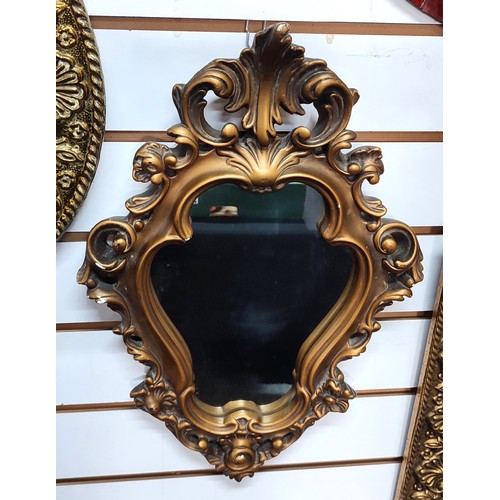 92 - Ornate plaster Gilt framed mirror, 51 x 35cm - full size